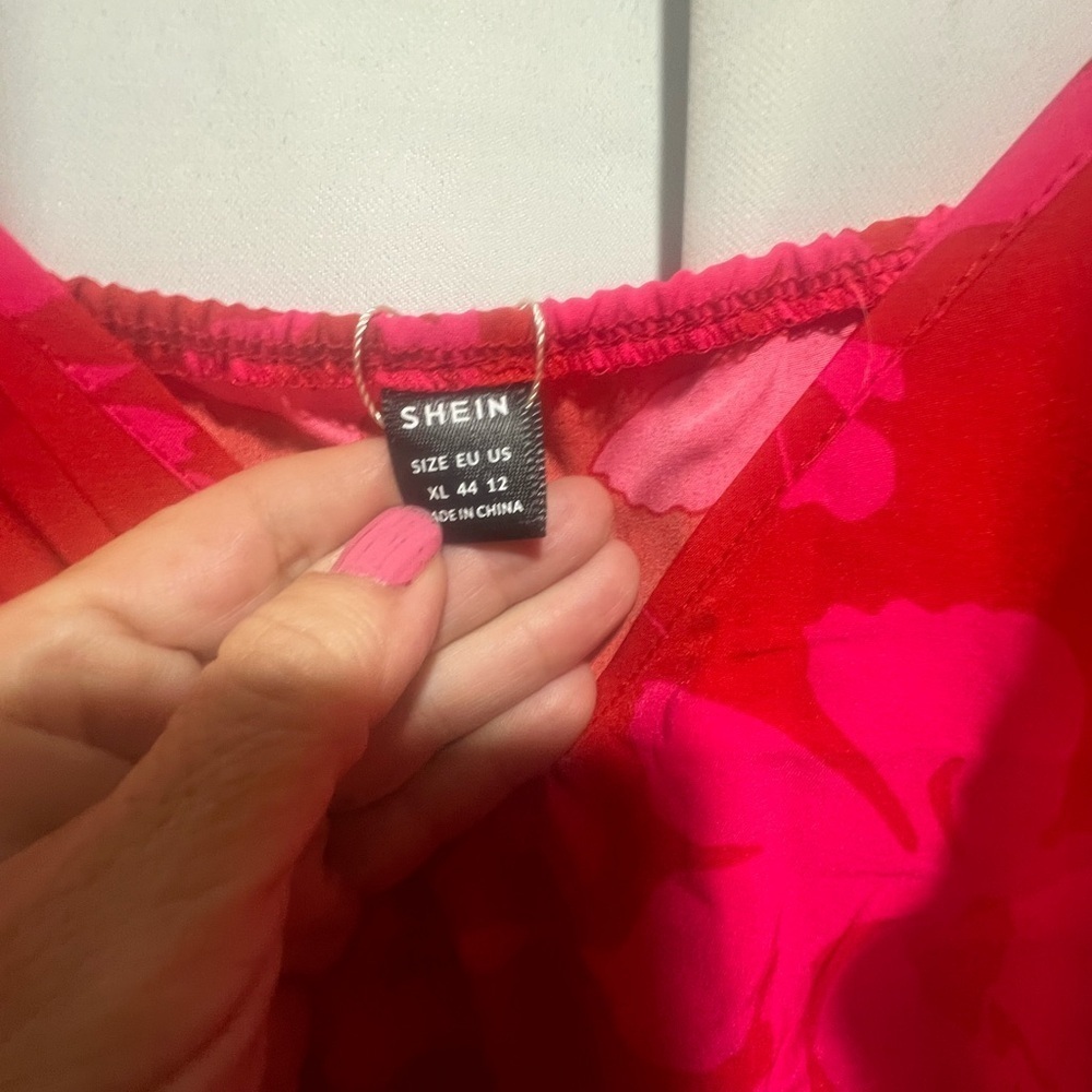 SHEIN Pink and Red Floral Dress NWT Large - Picture 3 of 5